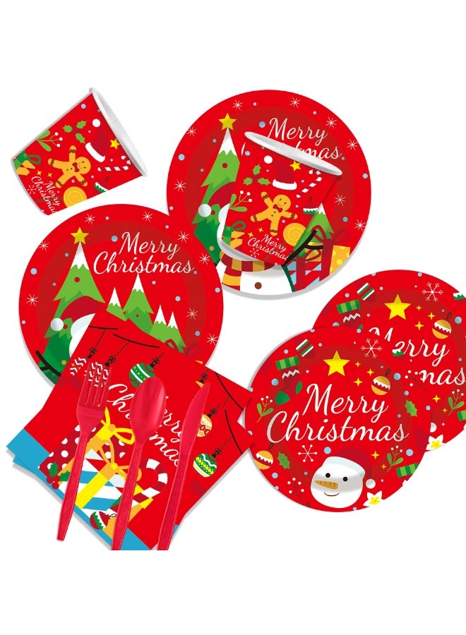 92PCS Christmas Paper Plates & Napkins - Santa Claus & Tree Theme Party Supplies - Disposable Paper Tableware for 10 Guests - Image 5