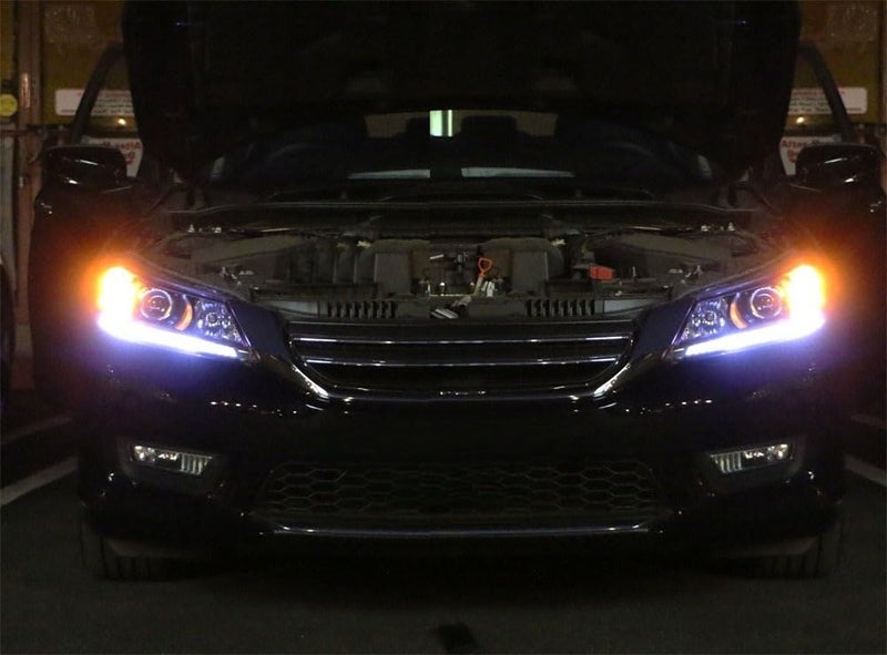 iJDMTOY Compatible With 2013-2015 Honda Accord Sedan, Set of Xenon White LED Even Illuminating Daytime Running Light Retrofit Kit, Fit Inside Parking Lamp Housing - Image 1