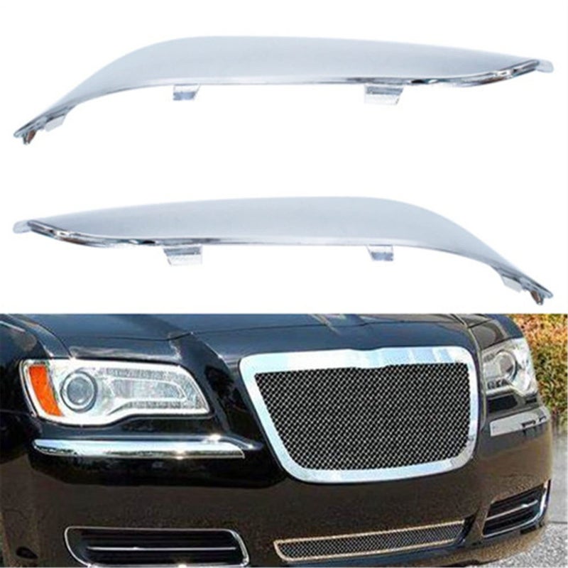 munirater Front Bumper Molding Chrome Trim Set L R Replacement for 2011 2012 2013 2014 300