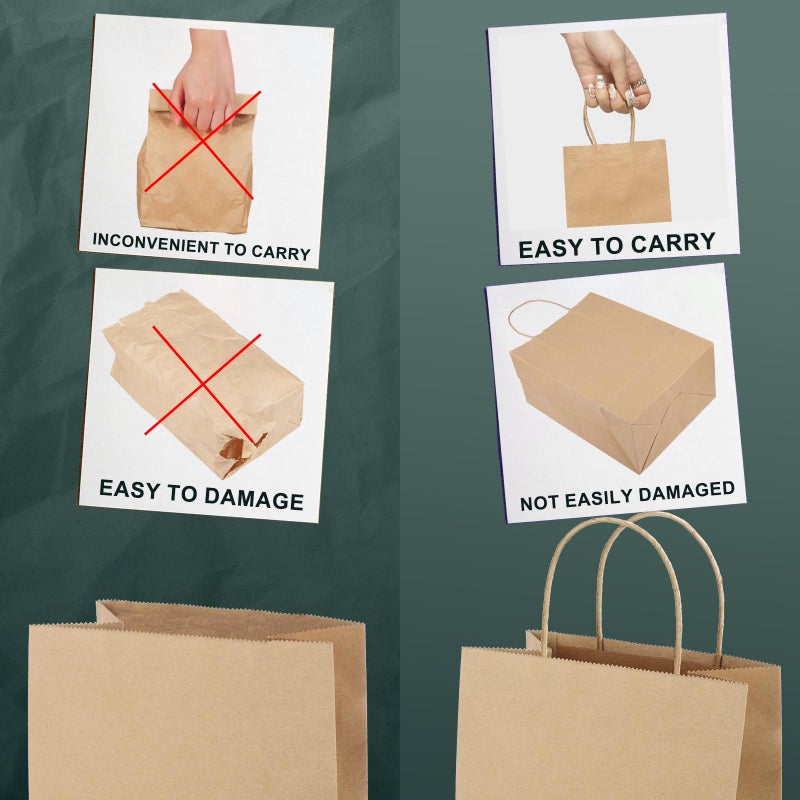 METRONIC Paper Gift Bags 5.25x3.75x8 50Pcs, Christmas Gift Wrap Bags with Handles, Brown Kraft Paper Bag for Small Business, Bulk Party Favors Bag for Birthday, Shopping, Retail, Made in USA - Image 5