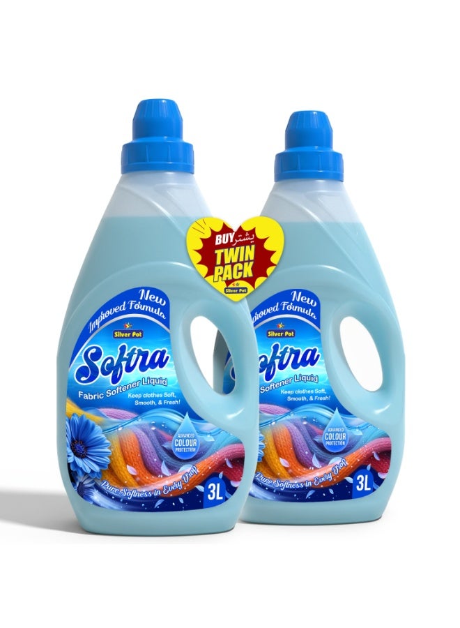 Silver Pot Sofra Fabric Softener Liquid Blue Floral Scent 3L (Pack Of 2)