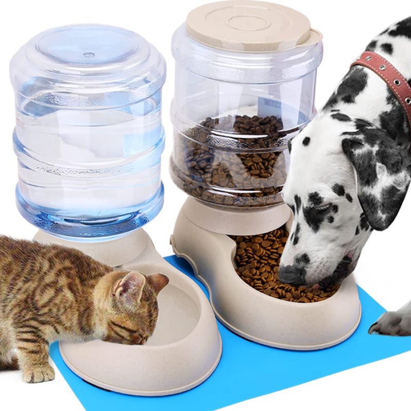 Pawzone Automatic Feeder for Small and Medium Pets, Automatic Cat Feeder, Water Dispenser and Feeder with Silicone Bowl Mat, 3.8 L x 2 - Image 1