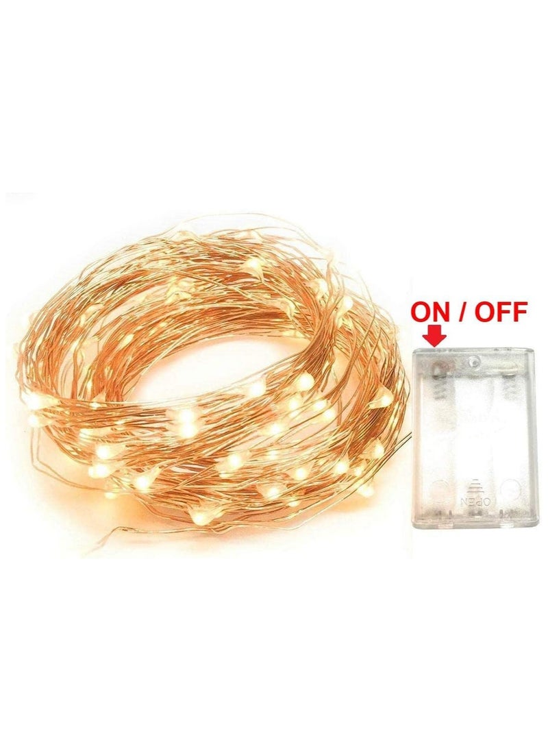 Generic Fairy Christmas Diwali Lights Battery Operated10M/33ft/100 LED Warm White String Light Waterproof Battery Case Indoor Lights for Xmas Tree Wedding Party Events Garden Spring Decoration  - Image 5