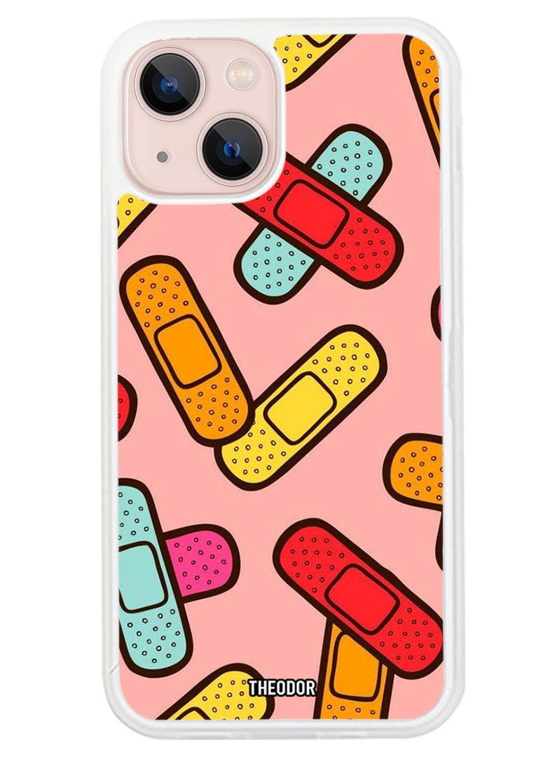 Theodor Protective Case Anti Scratch Shock Proof Cover For APPLE IPHONE 14 Patches (White Bumper) - Image 1