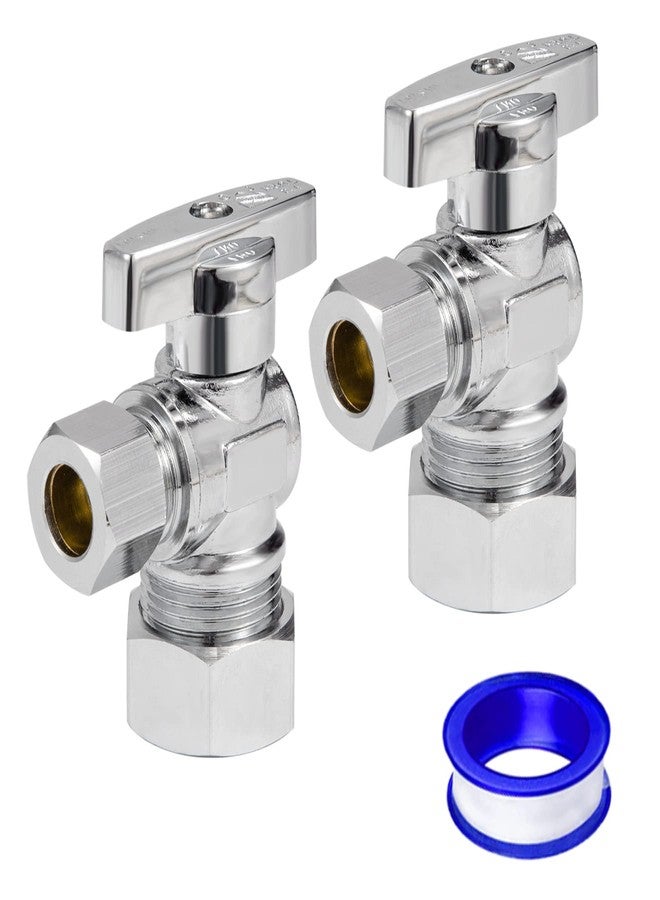 Breezliy Heavy Duty Angle Stop Valve 1/2" Nom (5/8" OD) Comp x 3/8" OD Comp, 1/4-Turn Operation，High quality lead-free brass (2PCS) - Image 1