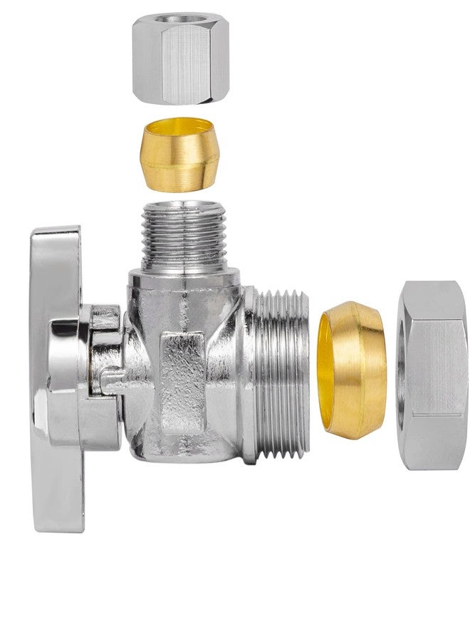 Breezliy Heavy Duty Angle Stop Valve 1/2" Nom (5/8" OD) Comp x 3/8" OD Comp, 1/4-Turn Operation，High quality lead-free brass (2PCS) - Image 2