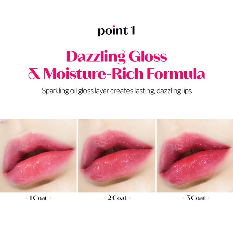 Etude Dear Darling Lip Oil Tint Juicy Moisture Rich Formula Shade 01 Real Cherry 42ml - Image 4
