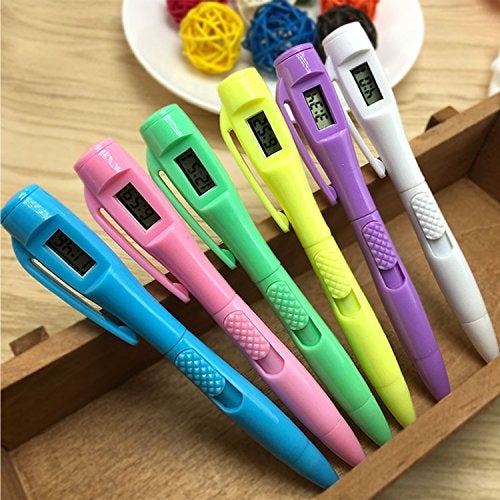 BXT 6pcs Ballpoint Pen with Electronic Watch 0.5MM Fine Point Pen with Time Clock for Examing, Writing and Note Taking, School Stationery Supplies - Image 5