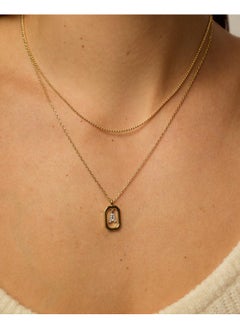 PAVOI Rhodium Plated Cubic Zirconia Letter Pendant Layered Necklace Framed Initial Letter Cable Singapore Chains Layering Necklaces For Women A Initial  - Image 2