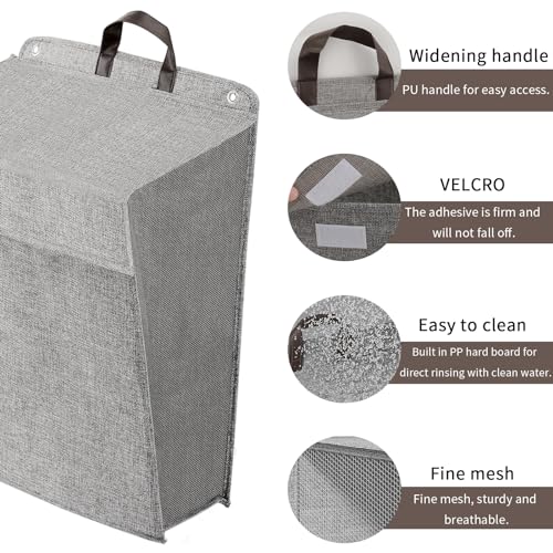 PRATIQUE Wall Hanging Laundry Basket, Collapsible Laundry Hamper with Handle & Laundry Balls,Space-Saving Foldable Storage Dirty Washer Organizer Bin Multi-function Container Durable, Set of 2 (Grey) - Image 3