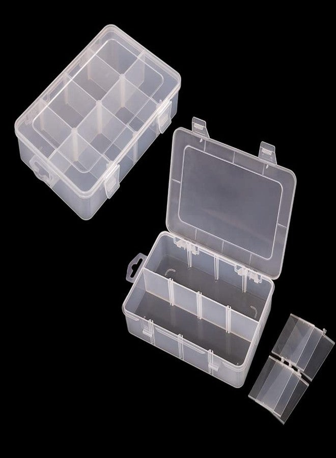 Vidifor 2 Packs 8-Compartments Art Supply Container, Clear Plastic Organizer Box with Dividers for Crafts Jewelry Fishing Tackles Hardware Metal - Image 1
