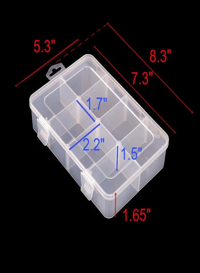 Vidifor 2 Packs 8-Compartments Art Supply Container, Clear Plastic Organizer Box with Dividers for Crafts Jewelry Fishing Tackles Hardware Metal - Image 2