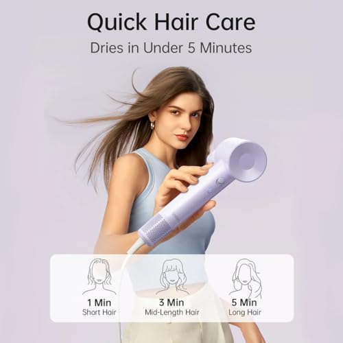 Laifen Hair Dryer Se Lite Purple, 150 Million Negative Ionic Blow Dryer With 100,000 RPM Brushless Motor, 1400 Watts Powerful Fast Drying High-Speed Low Noise, Light Weight & Compact Design - Image 4