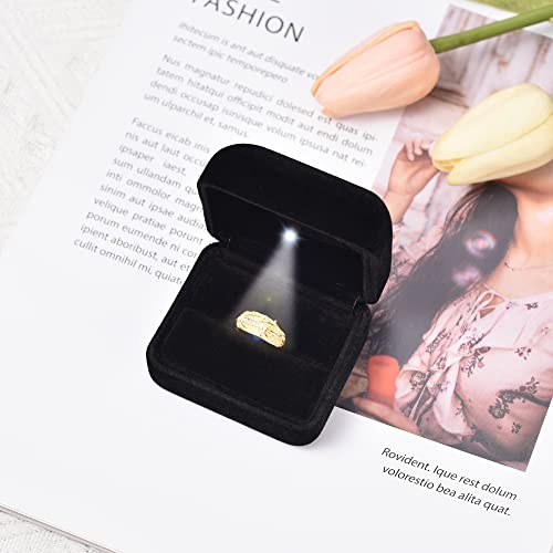 Omeet Velvet Metal Glossy with LED Jewelry Gift Box for Proposal, Engagement, Wedding - Easy to fit into Your Pocket or Handbag - Image 2