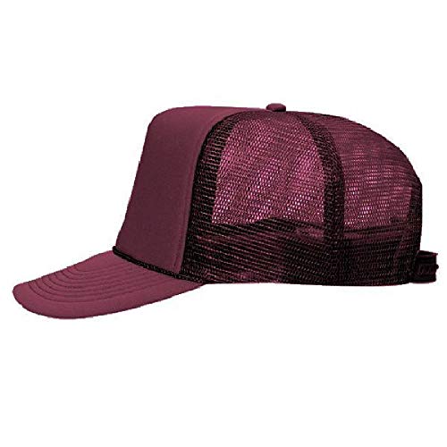 OTTO Polyester Foam Front 5 Panel High Crown Mesh Back Trucker Hat - Burg. Marn - Image 5