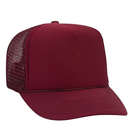OTTO Polyester Foam Front 5 Panel High Crown Mesh Back Trucker Hat - Burg. Marn - Image 1
