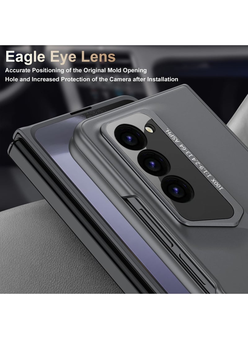 SYOSI Case Slim & Thin for Samsung Galaxy Z Fold 5, Matte PC Back, Built-in Screen Protector, Ultra Thin Transparent Plating Crystal, Front Glass All-Inclusive Case, Dimensional Blade Design, Gray - Image 5