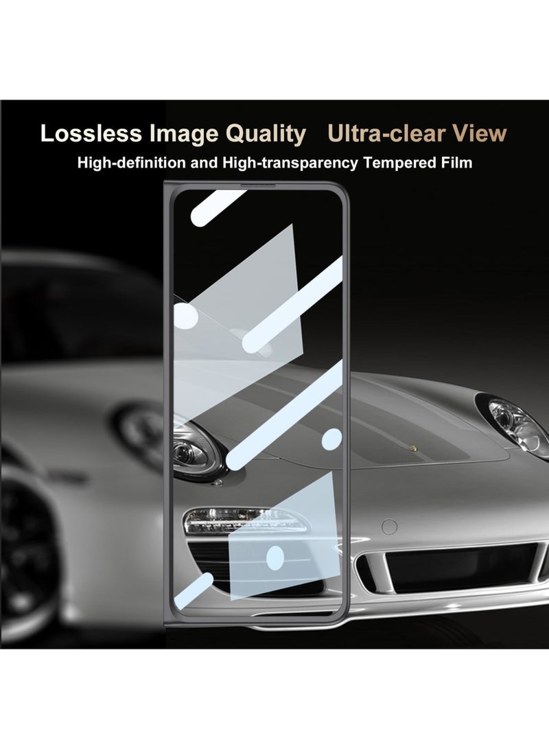 SYOSI Case Slim & Thin for Samsung Galaxy Z Fold 5, Matte PC Back, Built-in Screen Protector, Ultra Thin Transparent Plating Crystal, Front Glass All-Inclusive Case, Dimensional Blade Design, Gray - Image 2