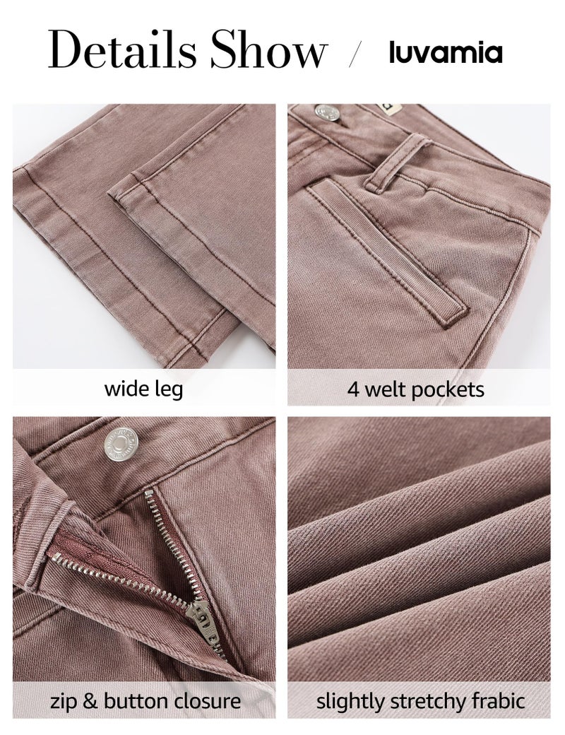 luvamia Trendy Jeans for Women 2026 Trendy Welt Pockets Western Outfit 90s Fall Work Casual Pecan Brown Jeans Size Large US 12 to 14 - Image 5