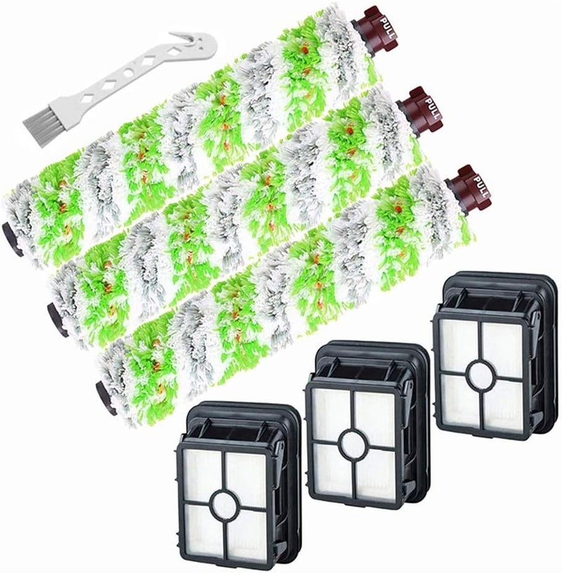 جيوسيون لـ Bissell CrossWave Pet Pro، قطع الغيار البديلة 2306A وسلسلة CrossWave 1785، 3× بكرات فرشاة Multi-Surface Pet Pro 2460 + 3× فلاتر مكنسة 1866 + 1× فرشاة تنظيف، مقارنة بالقطعة 1613568 - Image 1
