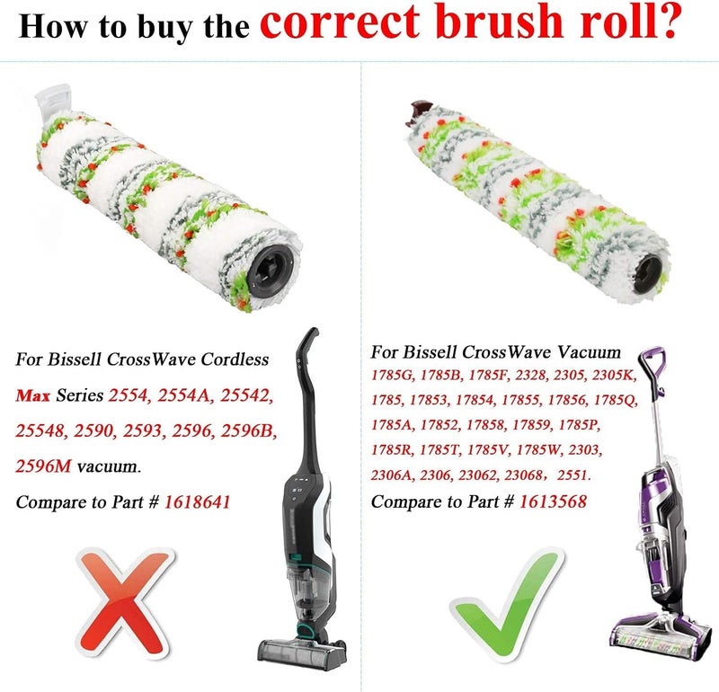جيوسيون لـ Bissell CrossWave Pet Pro، قطع الغيار البديلة 2306A وسلسلة CrossWave 1785، 3× بكرات فرشاة Multi-Surface Pet Pro 2460 + 3× فلاتر مكنسة 1866 + 1× فرشاة تنظيف، مقارنة بالقطعة 1613568 - Image 4
