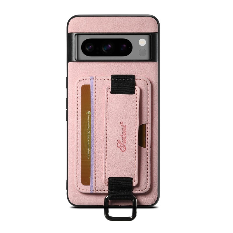 Suteni For Google Pixel 9 H13 Litchi Leather Wrist Strap Wallet Back Phone Case(Pink) - Image 1
