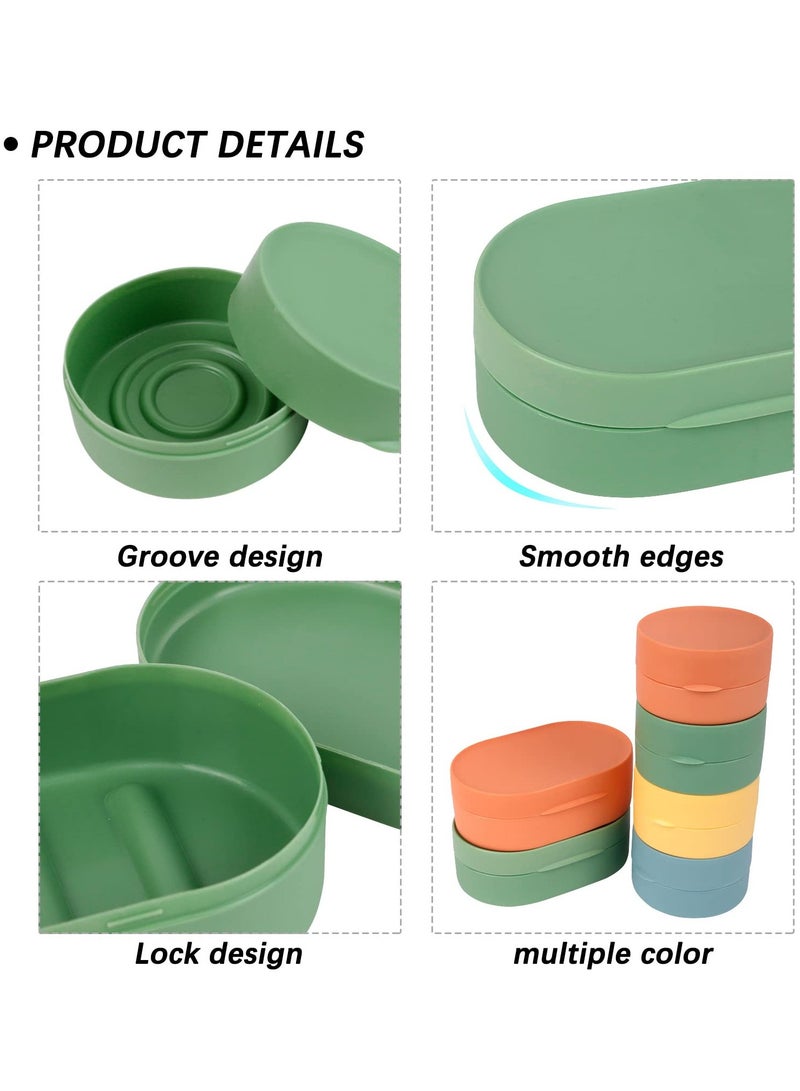Travel Soap Box Holder Case, 4 Pcs Portable Leak Proof Round Soap Dishes Container with Lid for Shower Gym Bathroom(4 Small) - Image 3