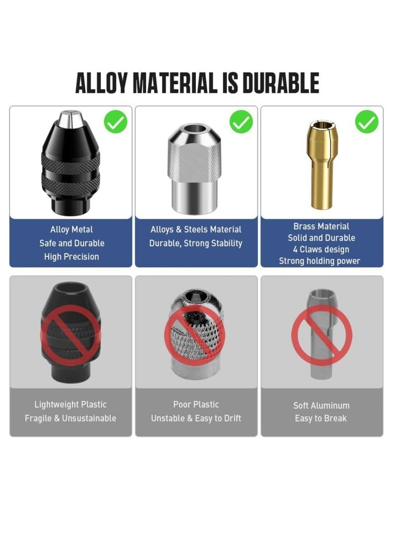 4486 Multi Chuck Set 15Pcs, Brass Collet Set, Drill Chuck Adapter, M8 Collet Nut Kit, Quick Screwdriver Drill Adapter, 0.8-3.2mm Replacement Keyless Quick Change Chuck Rotary Tool Accessory Compatible  - Image 4