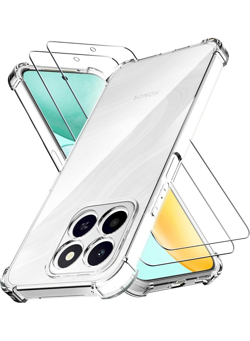 غطاء حماية شفاف للغاية لهاتف Honor X6c مع قطعتين من غطاء الحماية الزجاجي المقوى عالي الوضوح لهاتف Honor X6c - Image 1