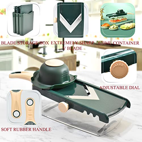 NACOLUS Adjustable Mandoline Slicer for Kitchen - Ultra Sharp V-Blade with Container, Julienning Slicer for Potatoes, Apples, Onions, Tomatoes - Image 3