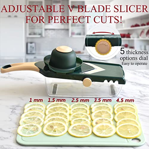 NACOLUS Adjustable Mandoline Slicer for Kitchen - Ultra Sharp V-Blade with Container, Julienning Slicer for Potatoes, Apples, Onions, Tomatoes - Image 2