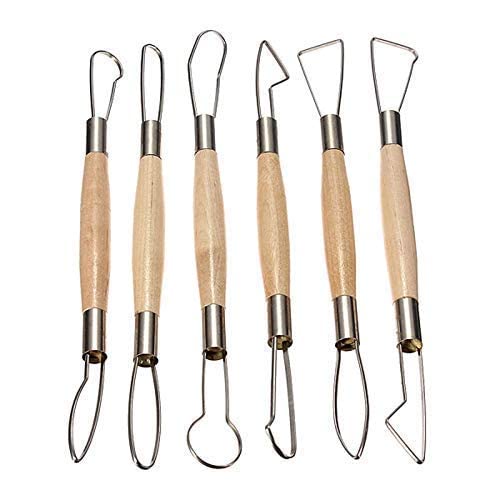 KANABEE Clay Carving Tools Regular Flat Wire Cutter DIY Sculpture Clay Pottery Sculpture Tools Set Pack of 6
