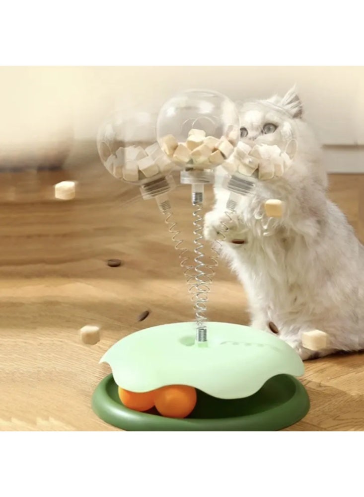 Multifunctional Interactive Cat Toy with Transparent Leaking Food Ball, Tunnel Base with Play Balls, Flexible Spring Wand for Movement Stimulation, Mental Stimulation and Boredom Relief Toy for Indoor Cats, Suitable for All Cat Sizes - Image 2