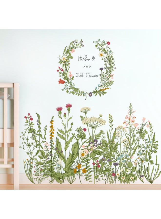 Pastoral Plants Flowers Garland Wall Stickers Door Bedroom Decals - Image 3