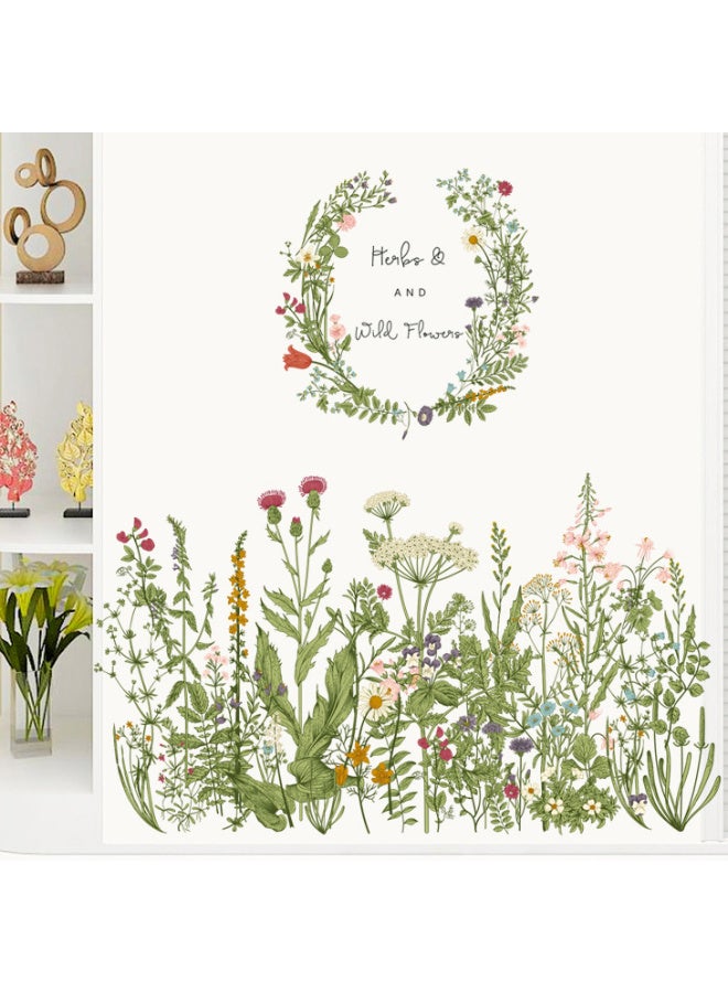 Pastoral Plants Flowers Garland Wall Stickers Door Bedroom Decals - Image 1