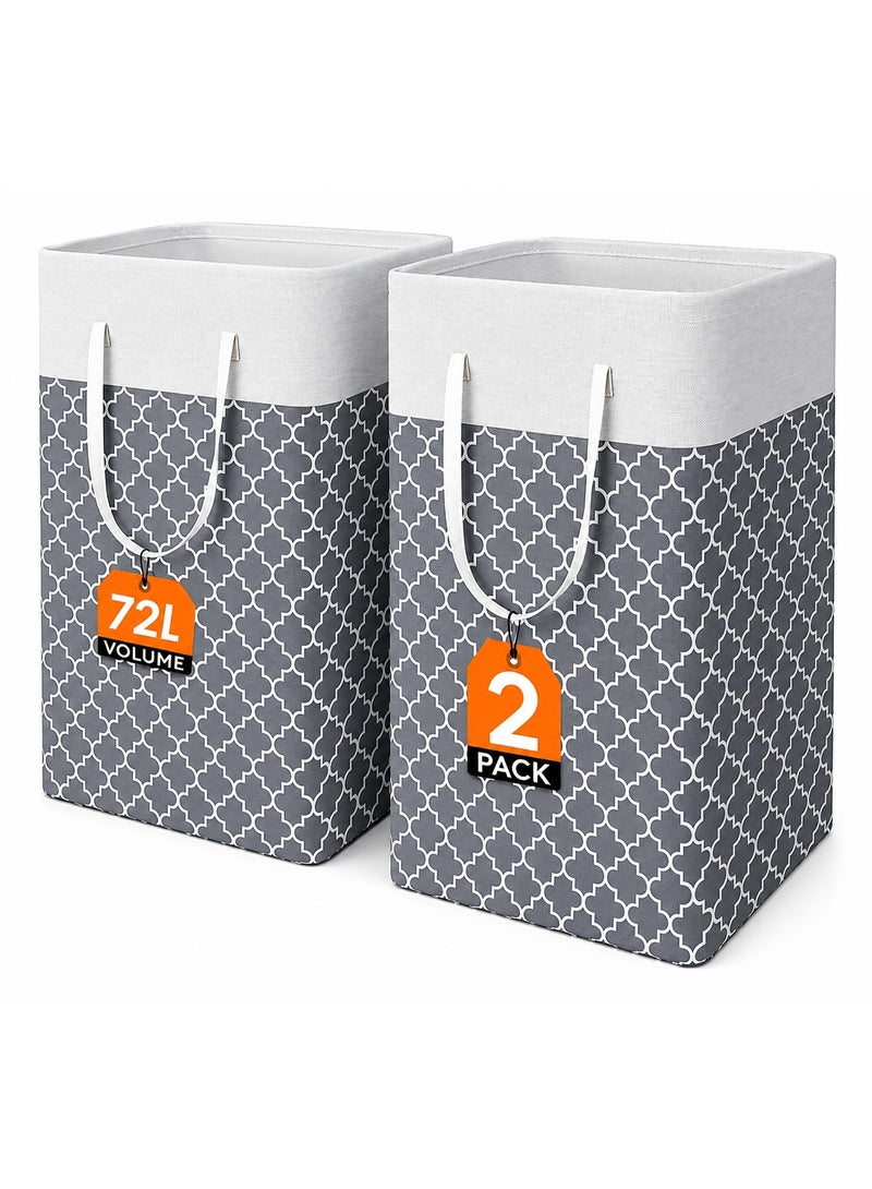 ELASAR 2 Pack Laundry Basket, Collapsible Laundry Bag with Easy Carry Handles, Freestanding Laundry Hamper for Clothes, Blankets, Cushions - Image 1