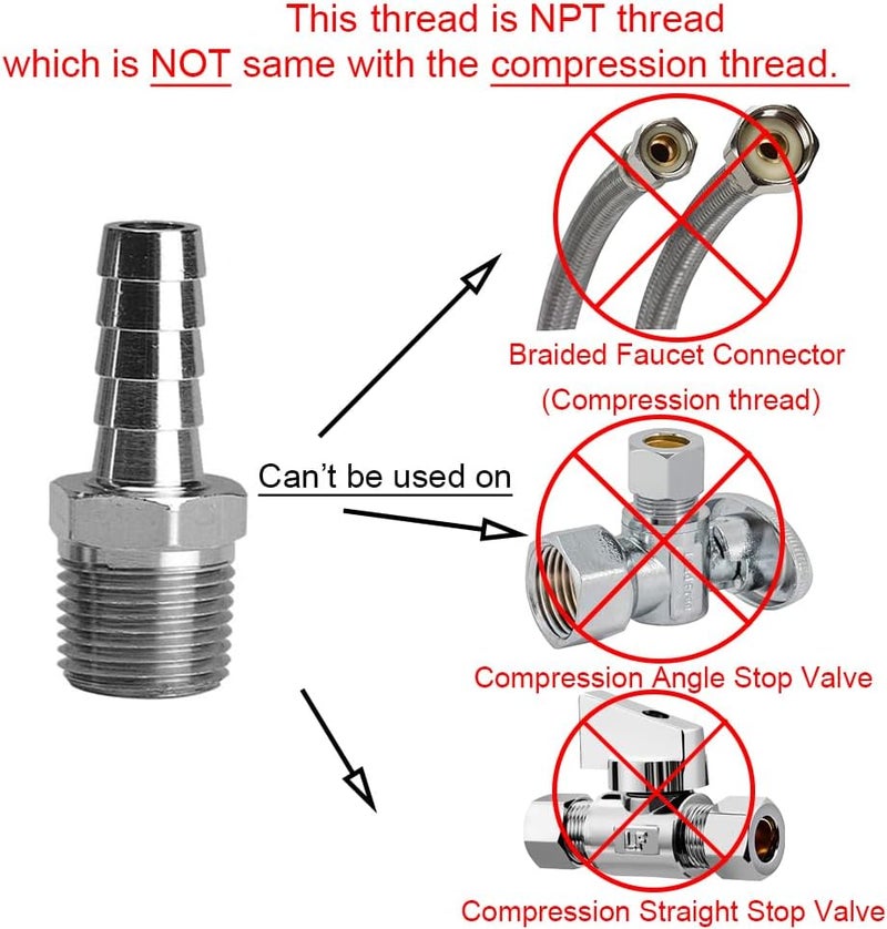 beduan Stainless Steel 3/8" Hose Barb to 3/8" Male NPT Home Brew Fitting Water Fuel Air (Pack of 2) - Image 1