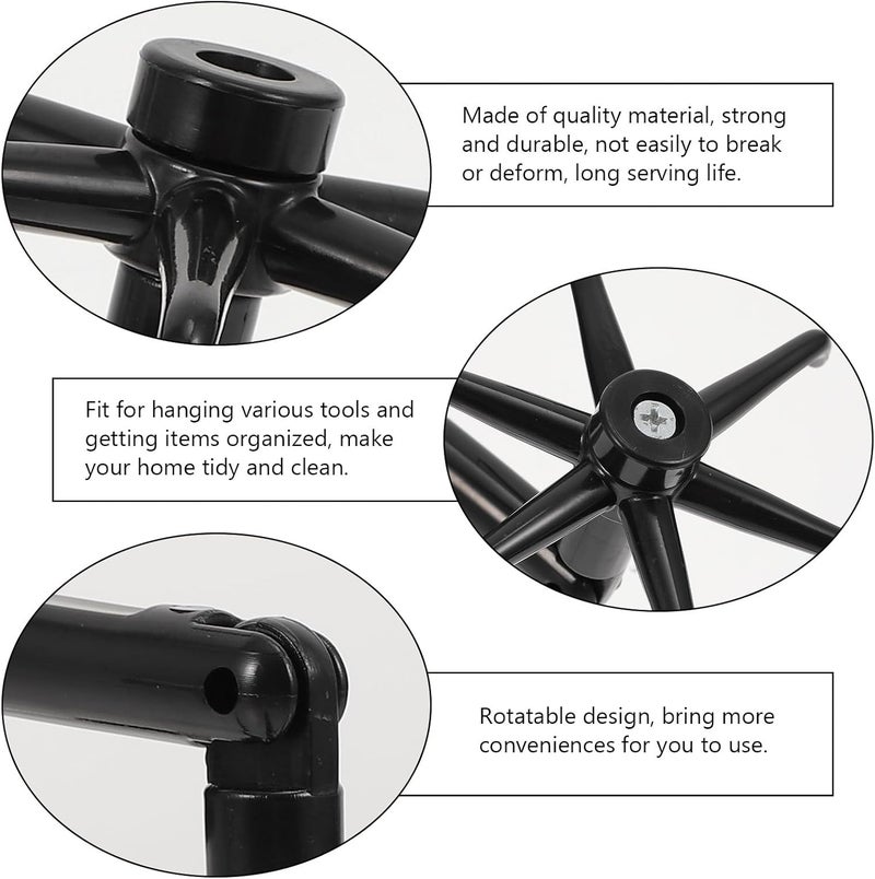 6pcs 360-degree Rotating Six-Claw Kitchen and Bathroom Hooks, Non-Punching Adhesive Wall-Mounted Storage Hangers for Household Organization, Black and White - Image 3