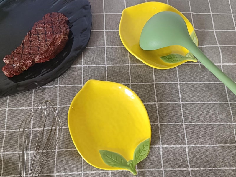 TOPYOKK Ceramic Spoon Rest for Stove Top & Kitchen Counter Spoon Holder for Stove & Cooking Spoon Holder for Ladle Cute Coffee Spoon Rest Utensil Rest Spatula Rest, Lemon Kitchen Decor & Accessories (Yellow) - Image 3