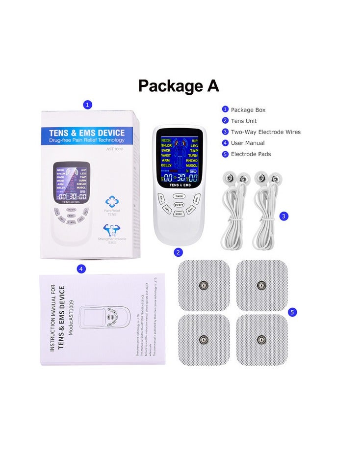 إسكدنيا جهاز تحفيز العضلات الكهربائي عبر الجلد (TENS) - جهاز تدليك نبضي إلكتروني ثنائي القناة EMS بـ 12 وضعًا لتخفيف الألم والعلاج الطبيعي، جهاز تدليك عضلات الظهر والرقبة وعرق النسا وتخفيف آلام الكتف - Image 2