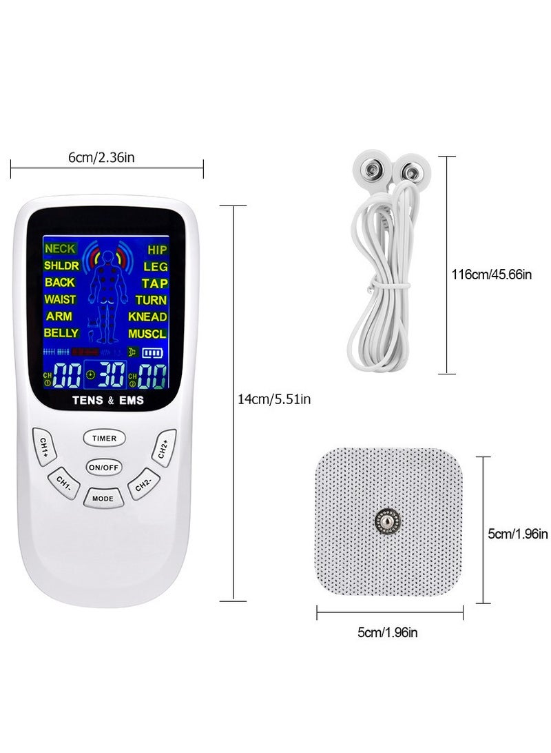 إسكدنيا جهاز تحفيز العضلات الكهربائي عبر الجلد (TENS) - جهاز تدليك نبضي إلكتروني ثنائي القناة EMS بـ 12 وضعًا لتخفيف الألم والعلاج الطبيعي، جهاز تدليك عضلات الظهر والرقبة وعرق النسا وتخفيف آلام الكتف - Image 3