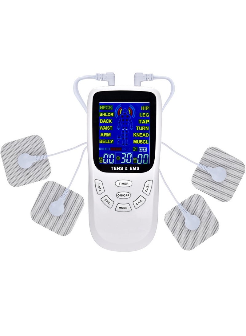 إسكدنيا جهاز تحفيز العضلات الكهربائي عبر الجلد (TENS) - جهاز تدليك نبضي إلكتروني ثنائي القناة EMS بـ 12 وضعًا لتخفيف الألم والعلاج الطبيعي، جهاز تدليك عضلات الظهر والرقبة وعرق النسا وتخفيف آلام الكتف - Image 5