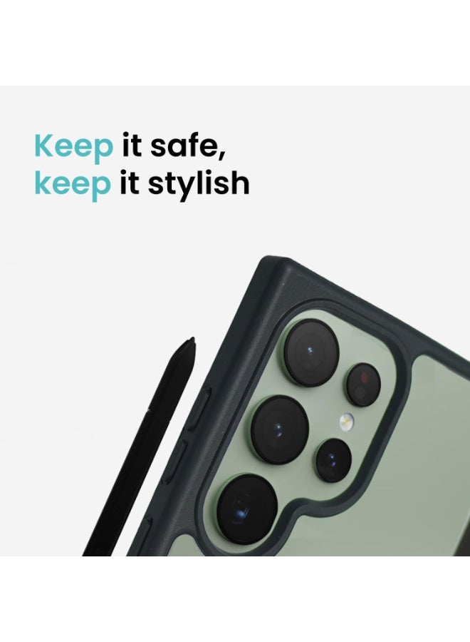 أزتك حافظة سوبر شيلد الواضحة لهاتف سامسونغ جالاكسي S24 الترا باللون الرمادي، متوافقة مع ماغسيف، شفافة، مضادة للصدمات، حواف TPU مضادة للخدش، غلاف واقي نحيف يدعم الشحن اللاسلكي. - Image 4