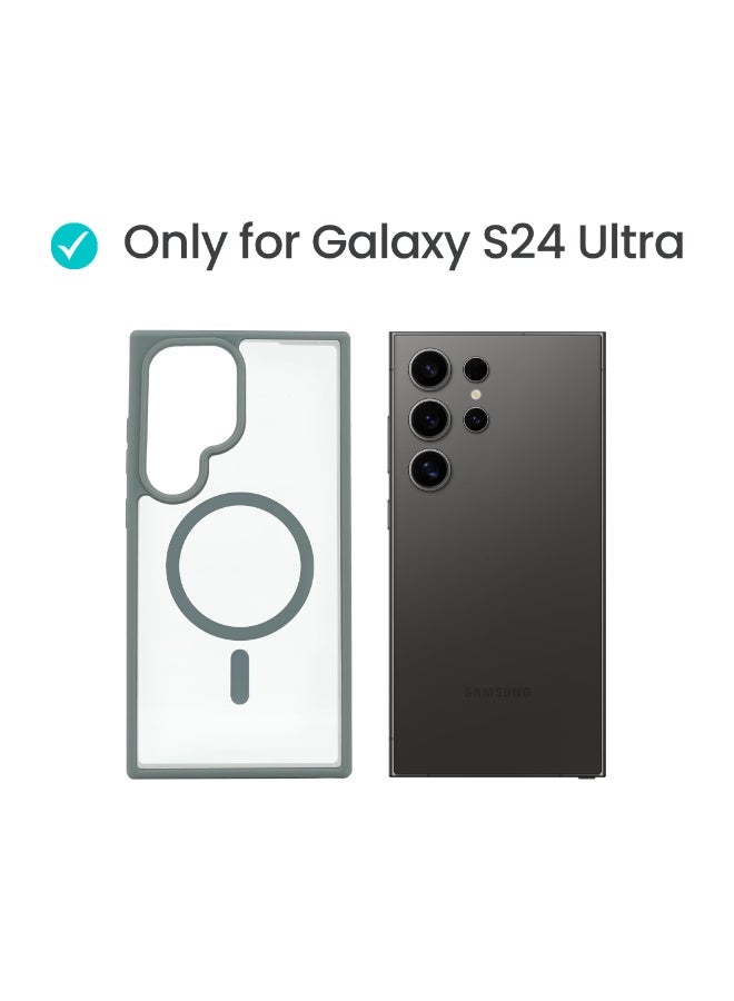 أزتك حافظة سوبر شيلد الواضحة لهاتف سامسونغ جالاكسي S24 الترا باللون الرمادي، متوافقة مع ماغسيف، شفافة، مضادة للصدمات، حواف TPU مضادة للخدش، غلاف واقي نحيف يدعم الشحن اللاسلكي. - Image 2