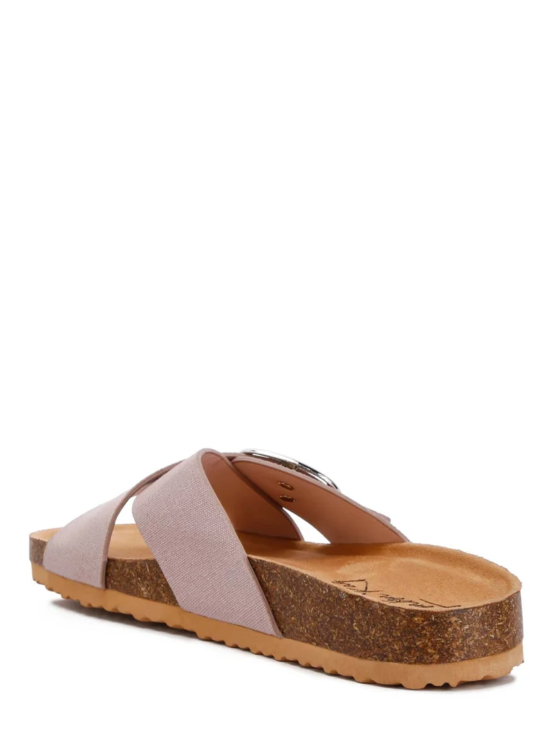 London Rag Taupe Buckle Slip On Sandals