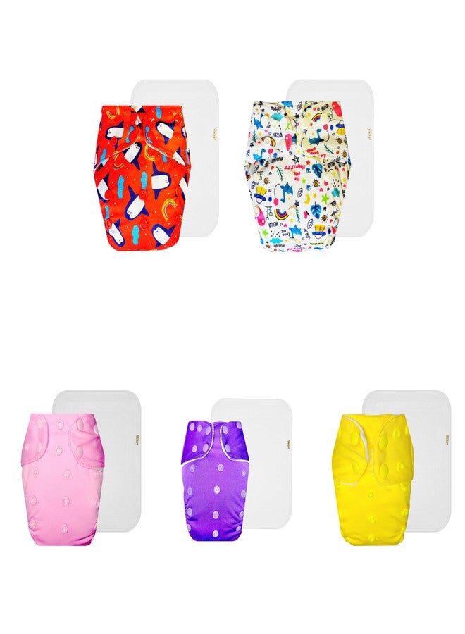 Dumbledo Premium Cloth Diaper with Cotton Insert (Pack of 5) | Soft & Gentle | 6-Layer Absorbent Pad | Travel Friendly | Trusted by Moms | 3 Months - 3 Years | Unisex Baby - Image 1