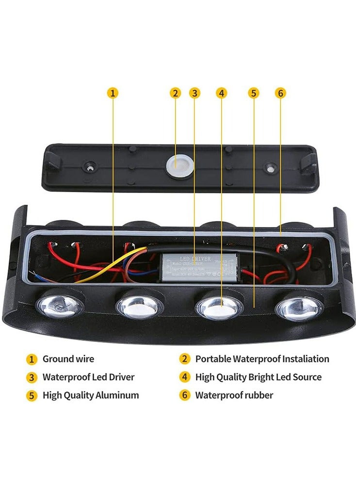 Muyixin ضوء حائط داخلي مقاوم للماء حديث، مصباح حائط بقدرة 8 واط، ضوء حائط داخلي لأعلى ولأسفل، مصباح مثبت على الحائط باللون الأسود غير اللامع للحدائق، والمداخل - Image 4