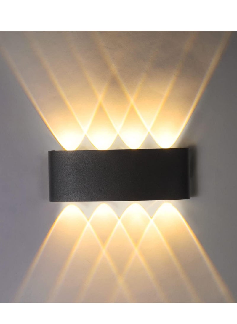 Muyixin ضوء حائط داخلي مقاوم للماء حديث، مصباح حائط بقدرة 8 واط، ضوء حائط داخلي لأعلى ولأسفل، مصباح مثبت على الحائط باللون الأسود غير اللامع للحدائق، والمداخل - Image 2