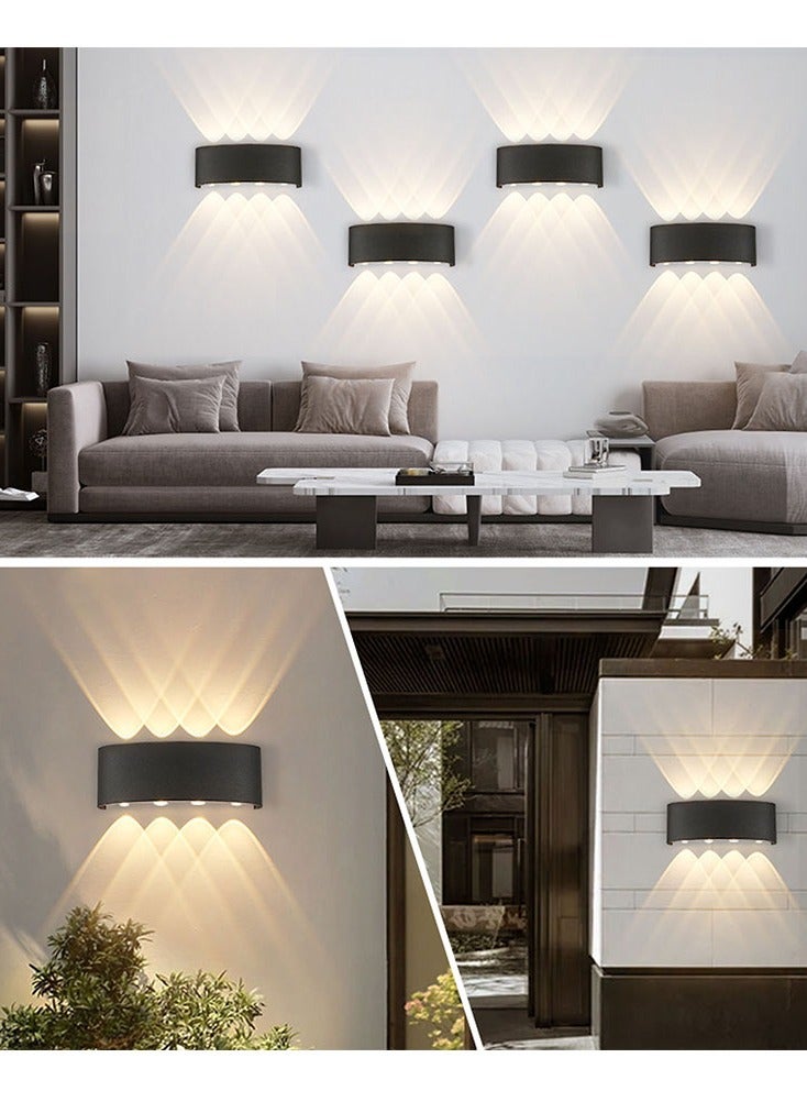 Muyixin ضوء حائط داخلي مقاوم للماء حديث، مصباح حائط بقدرة 8 واط، ضوء حائط داخلي لأعلى ولأسفل، مصباح مثبت على الحائط باللون الأسود غير اللامع للحدائق، والمداخل - Image 1