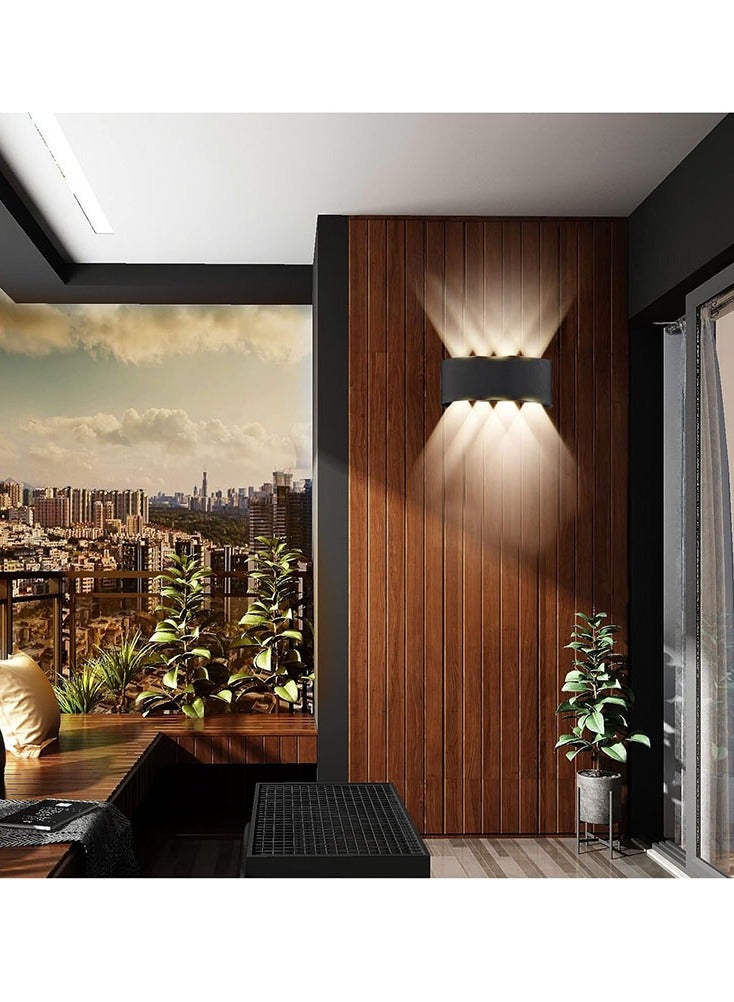 Muyixin ضوء حائط داخلي مقاوم للماء حديث، مصباح حائط بقدرة 8 واط، ضوء حائط داخلي لأعلى ولأسفل، مصباح مثبت على الحائط باللون الأسود غير اللامع للحدائق، والمداخل - Image 3